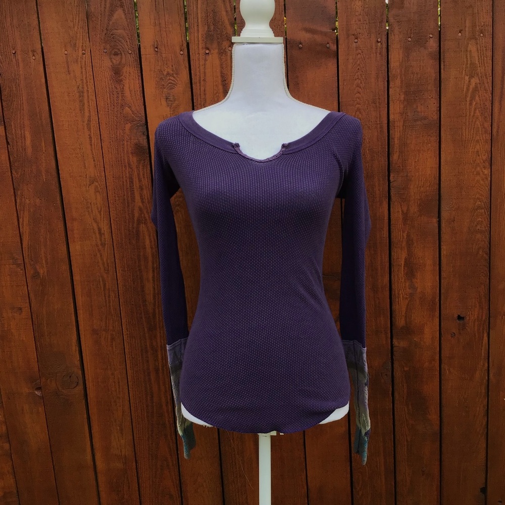 Free People Deep Purple Long Sleeve Thermal Cuff